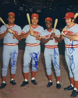 Cincinnati Reds Greats Multi Signed 16x20 Posed With Bats Photo With 4 Signatures Including Rose, Morgan, Perez & Bench (FSC)